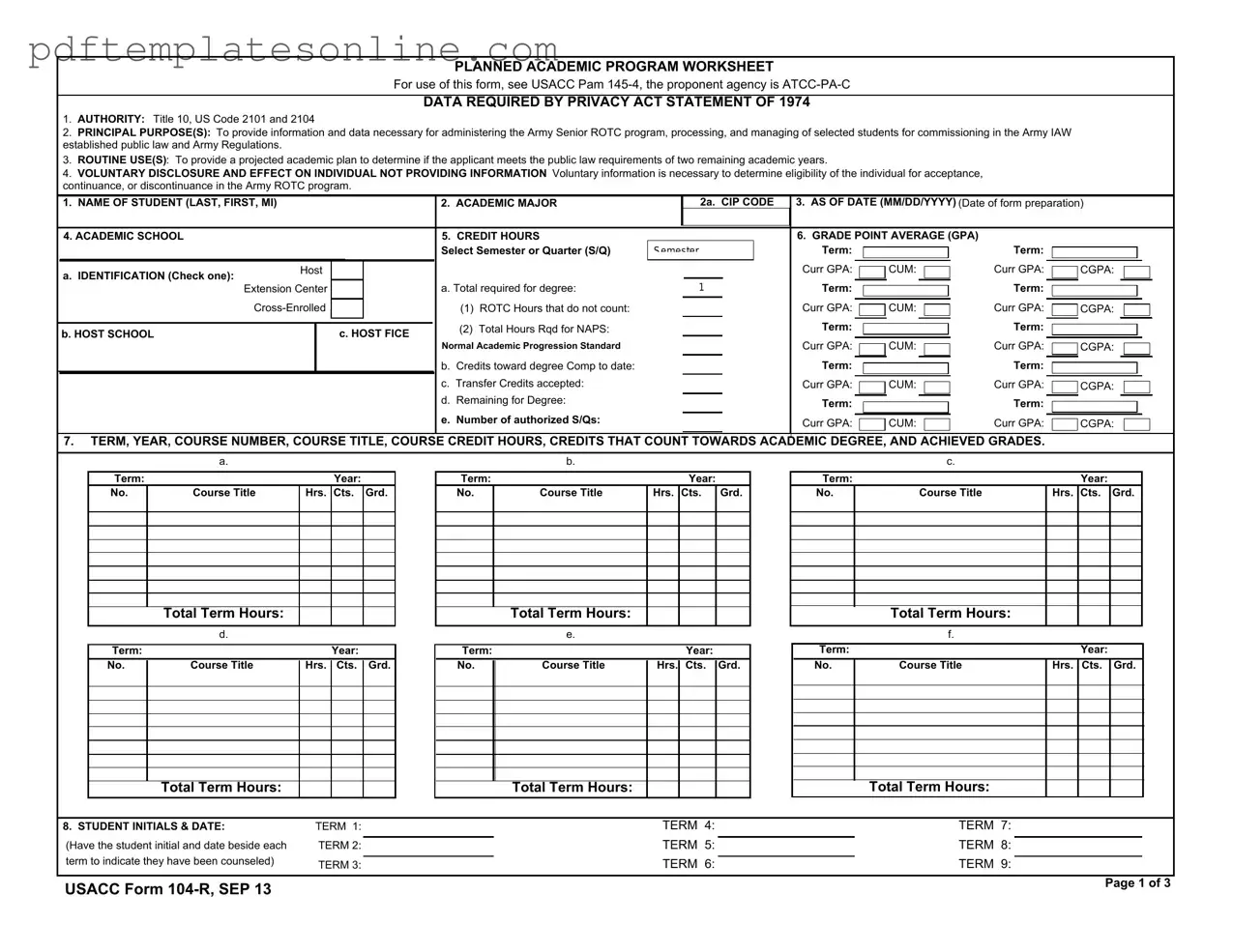 Blank 104 R Form