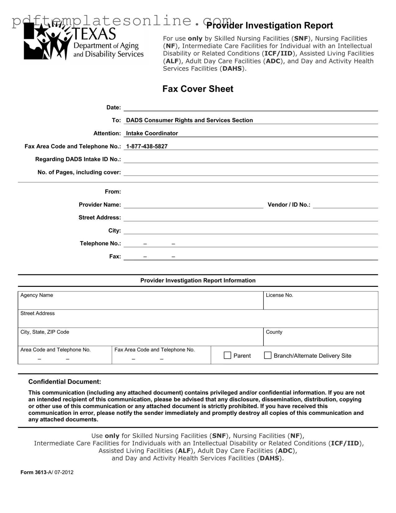 Blank 3613 A Form