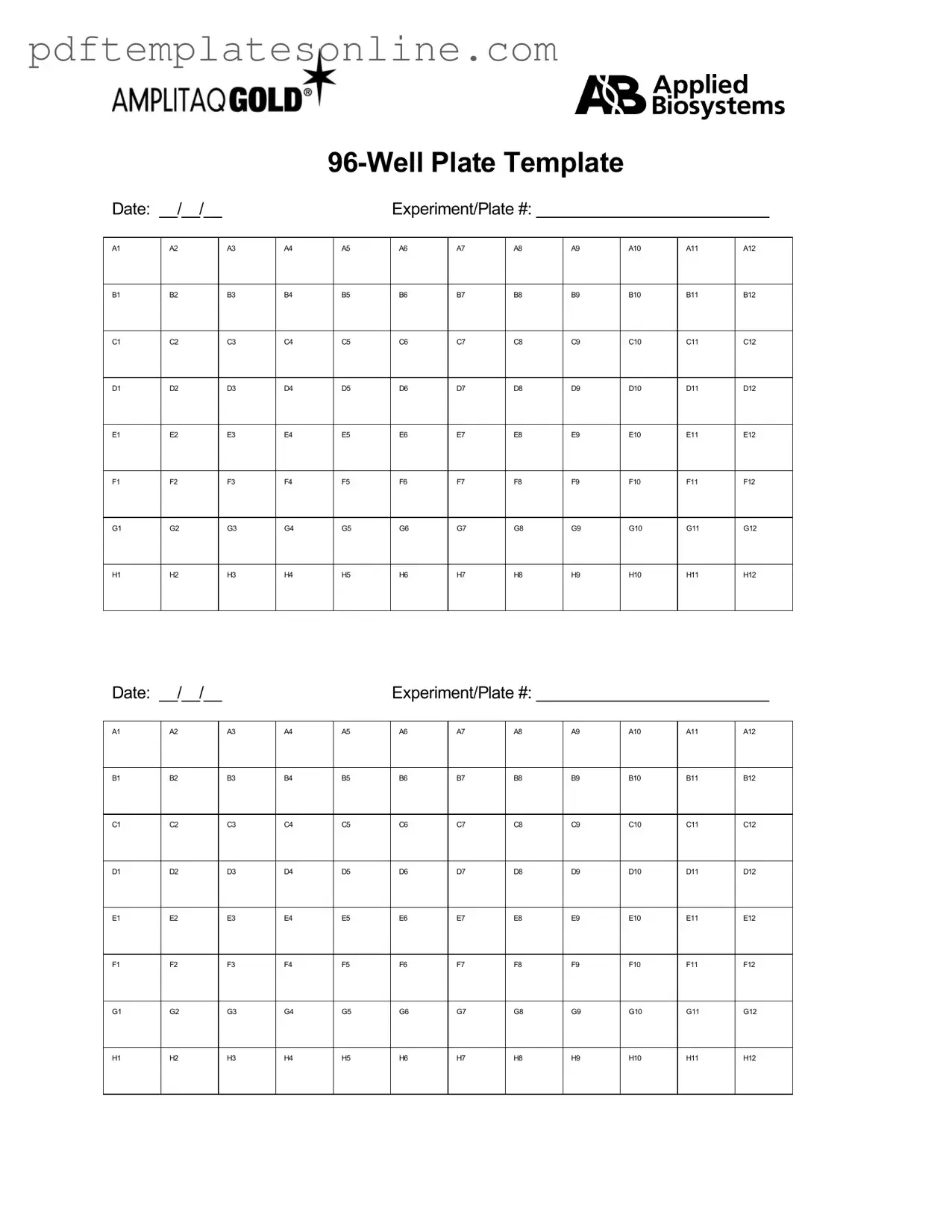Blank 96 Well Form