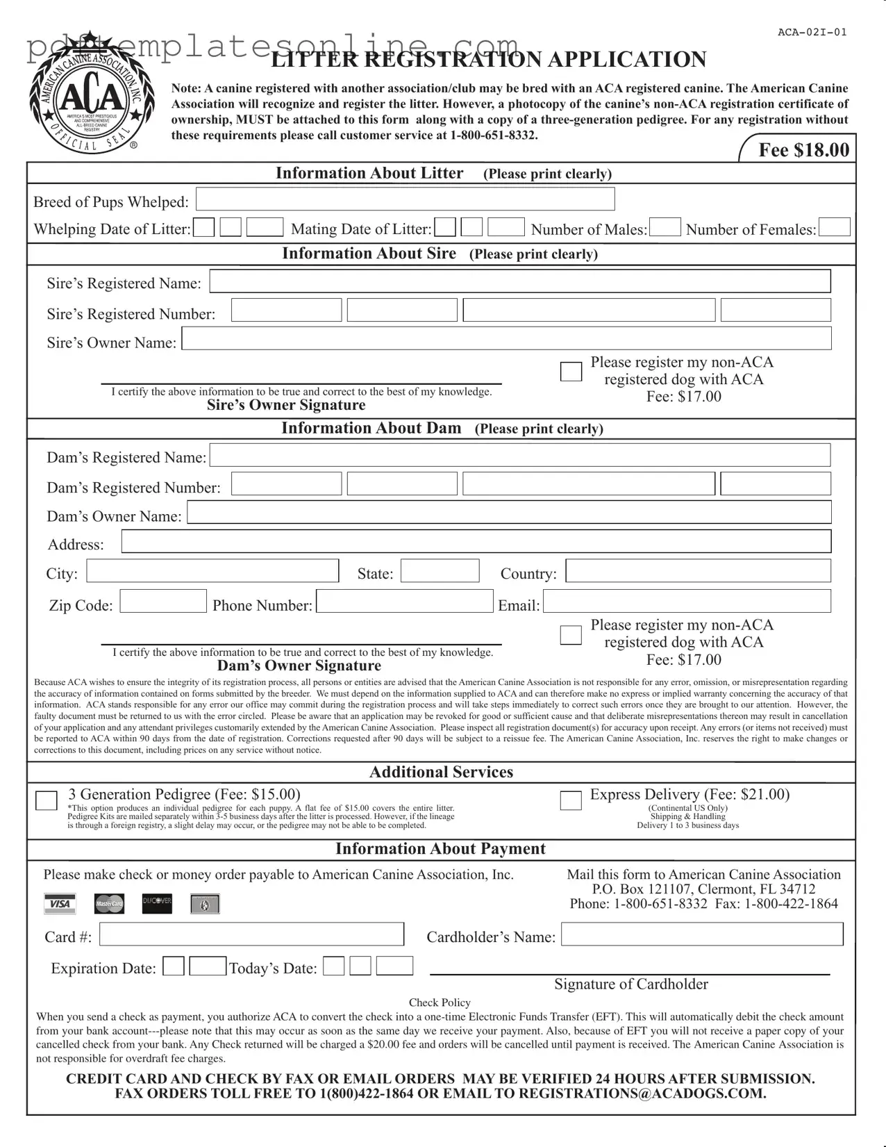 Blank Aca Litter Registration Form