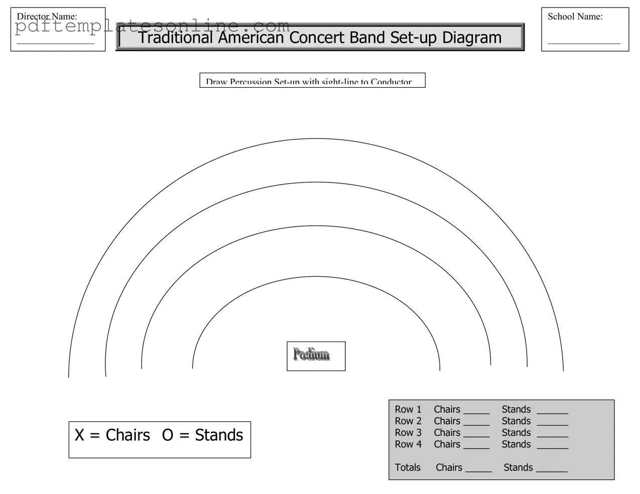 Blank Band Seating Chart Form