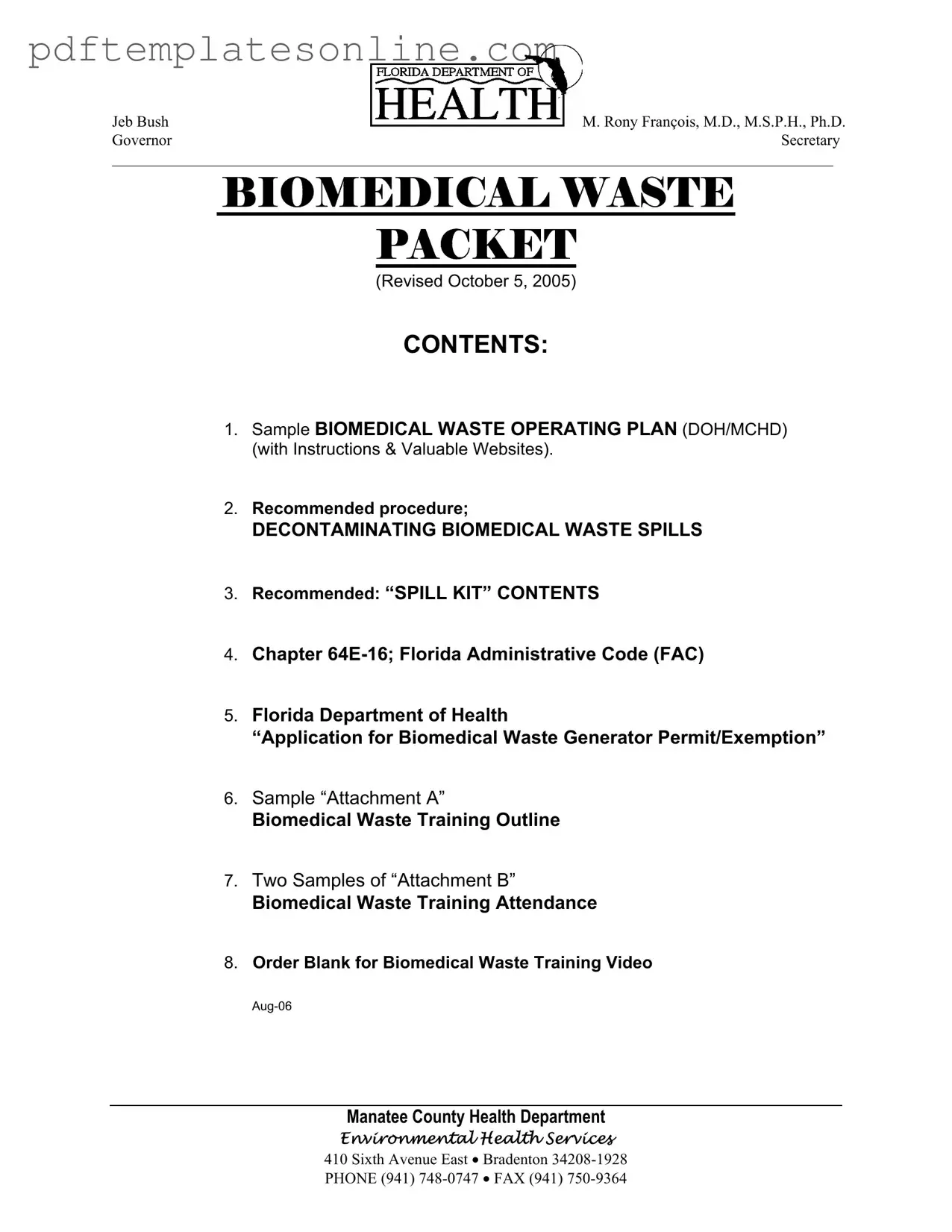 Blank Biomedical Waste Operating Plan Form