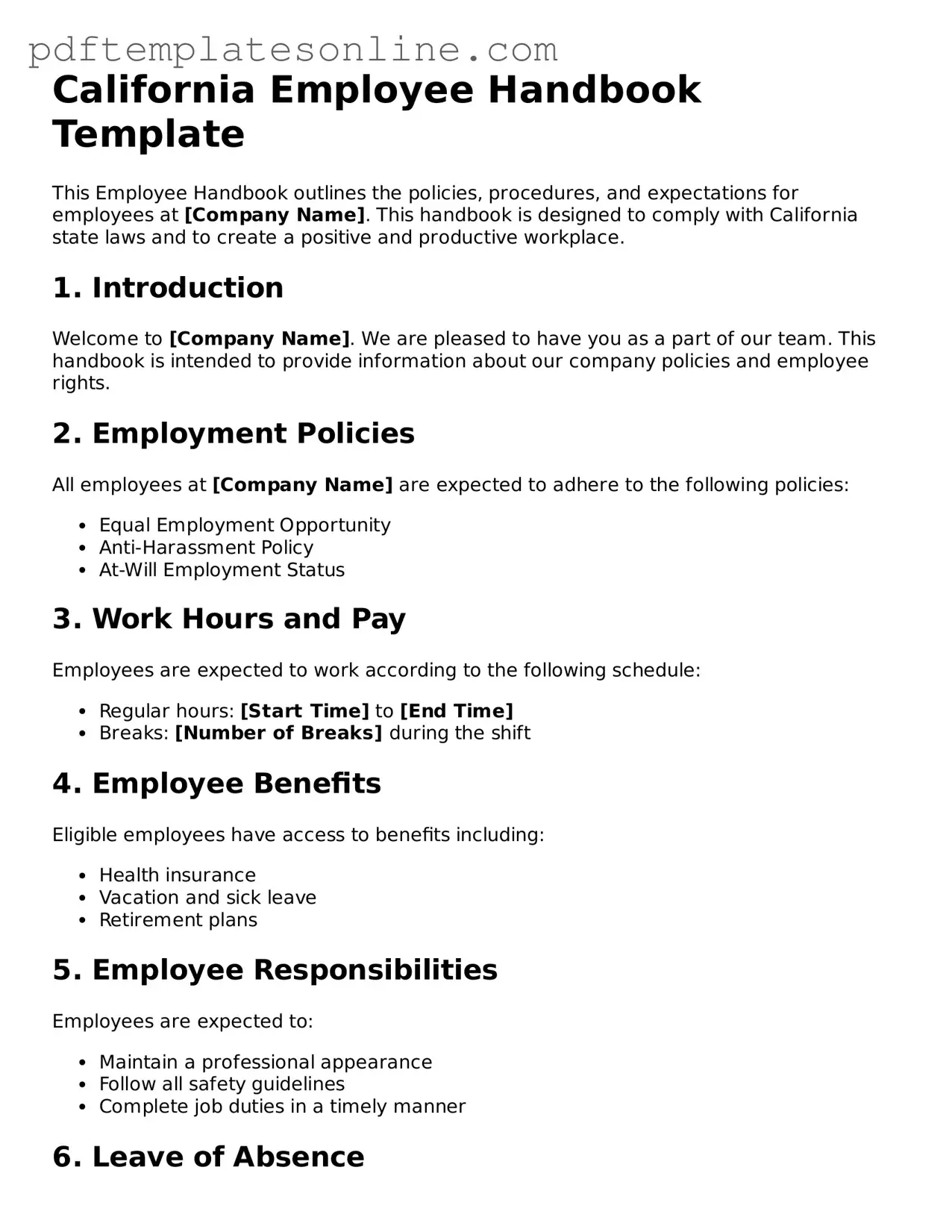 Official California Employee Handbook Document