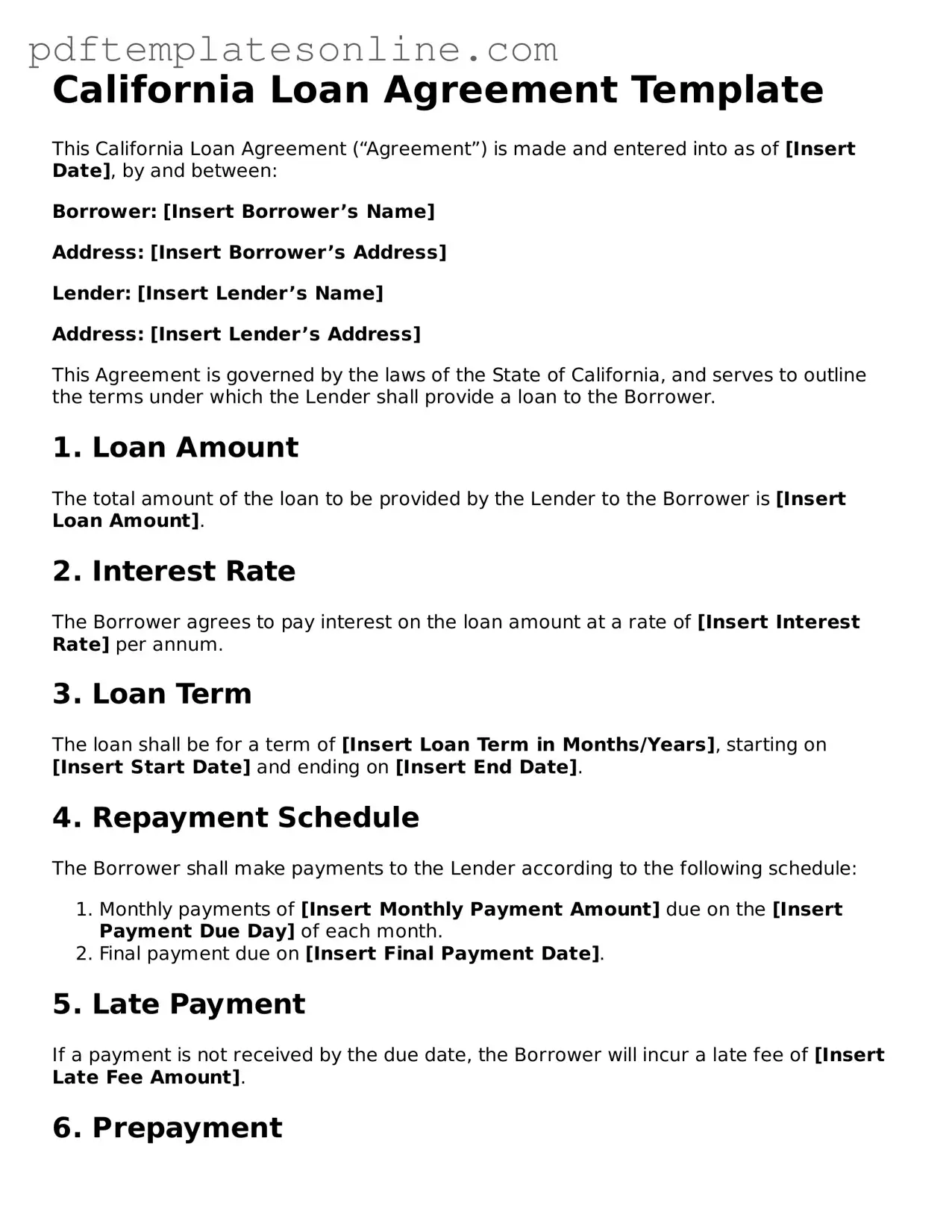 Official California Loan Agreement Document