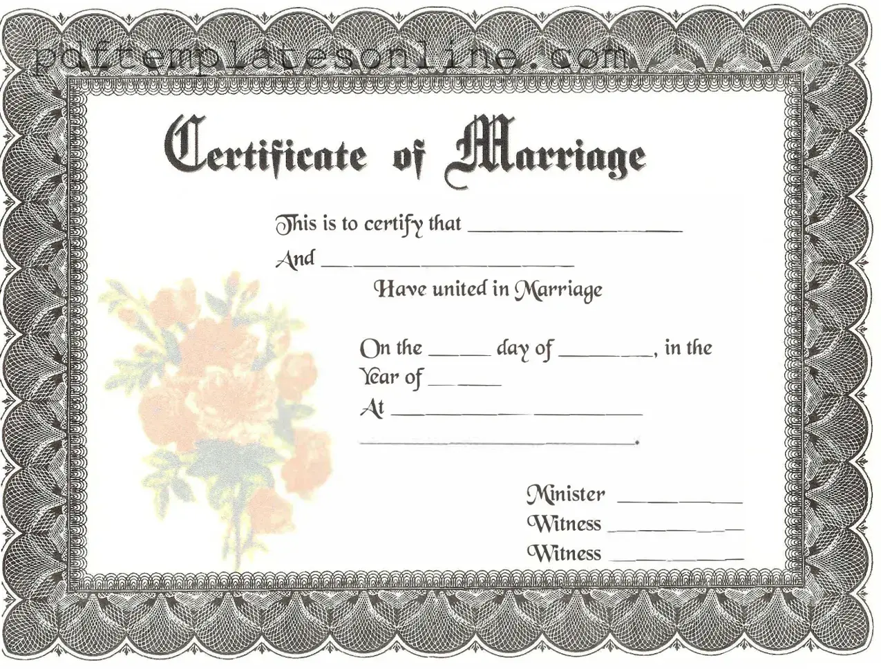 Blank Marriage Certificate Form