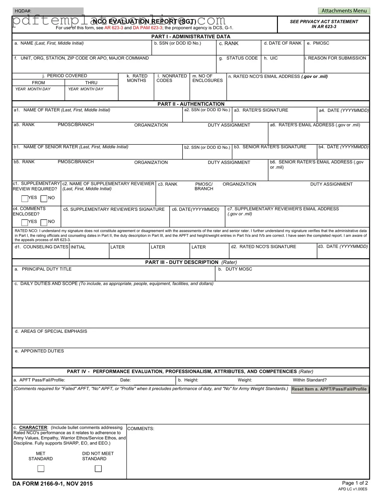 Blank Da 2166 9 1 Form