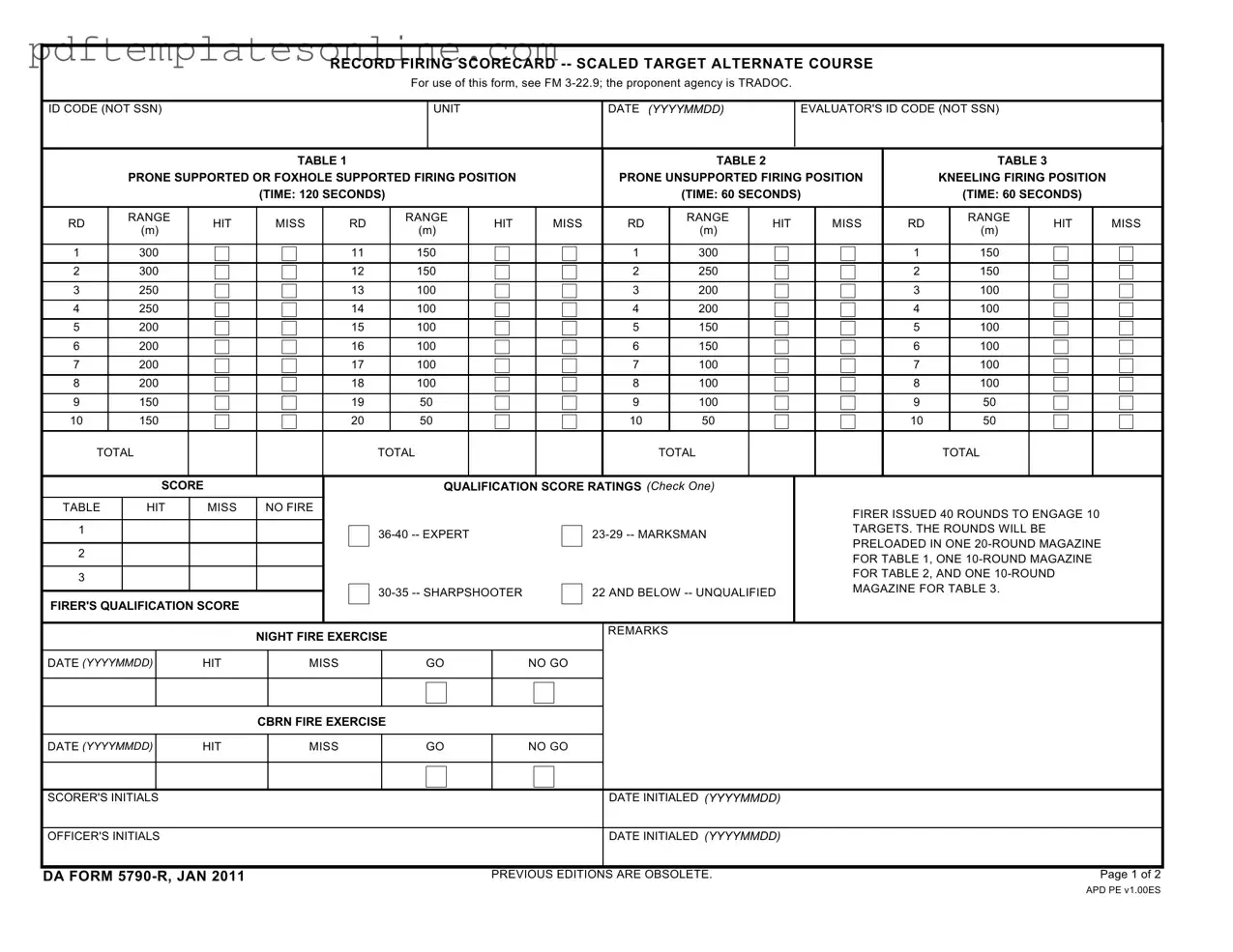 Blank Da 5790 R Form