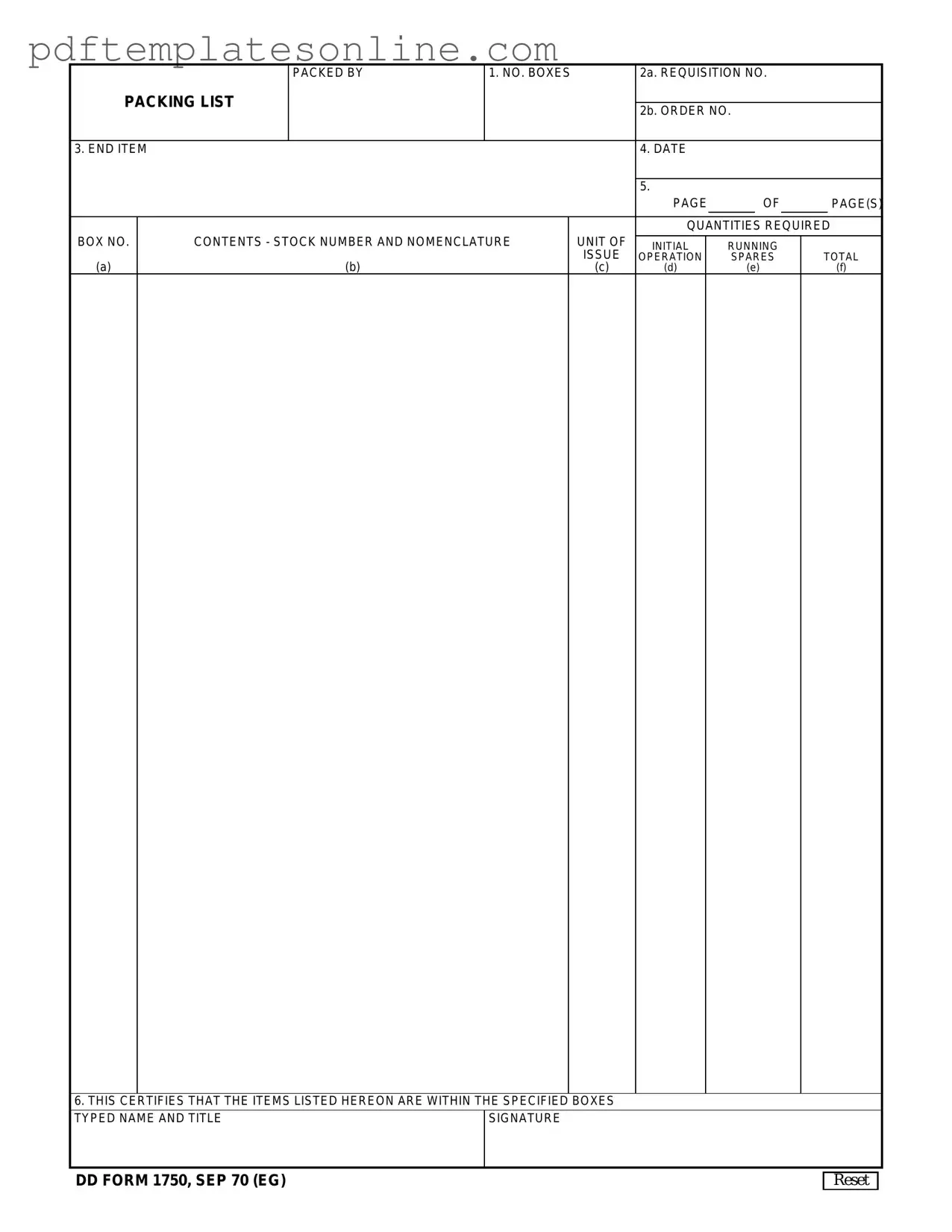 Blank Dd 1750 Form