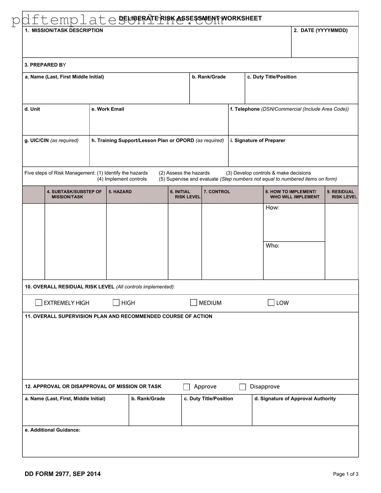 Blank Dd 2977 Form