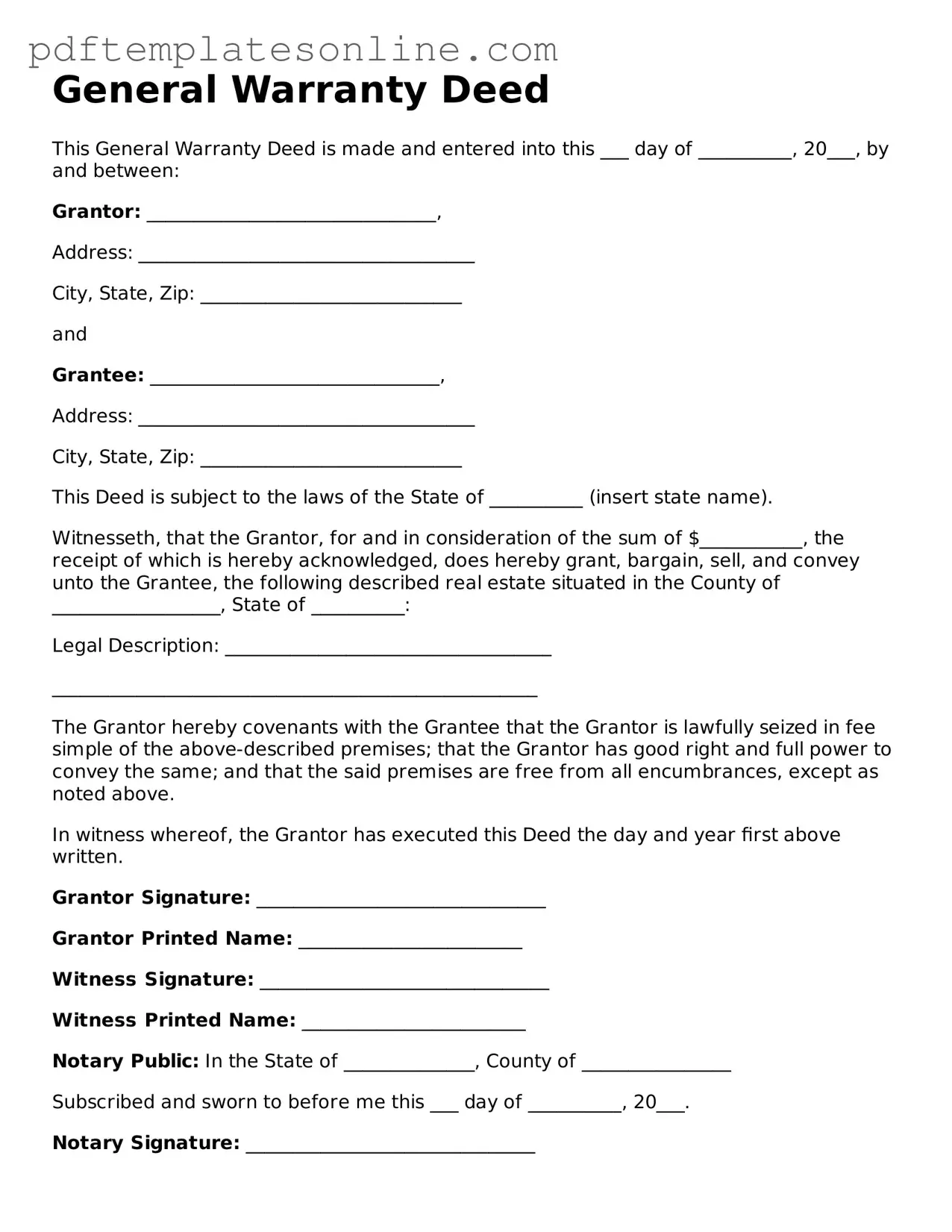 Fillable Deed Document