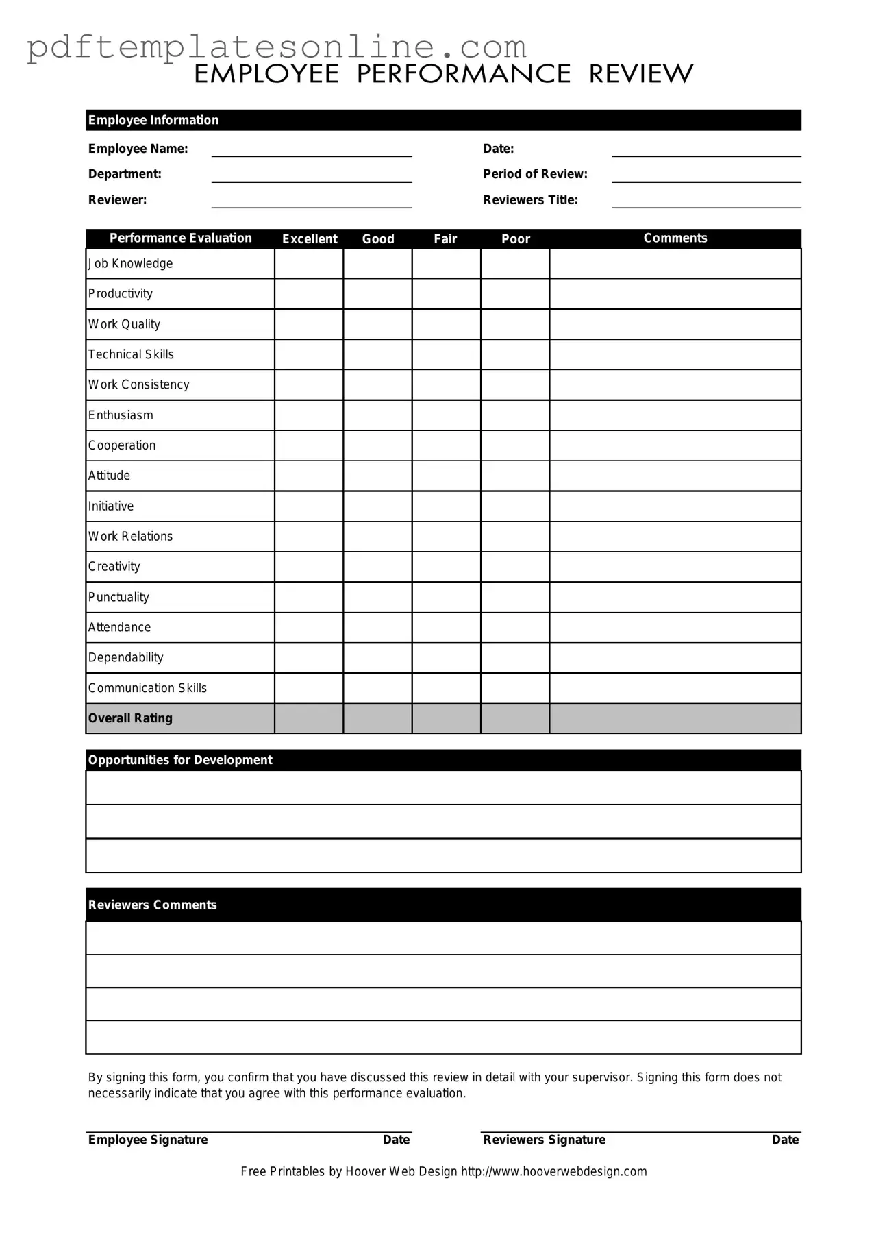 Blank Employee Form