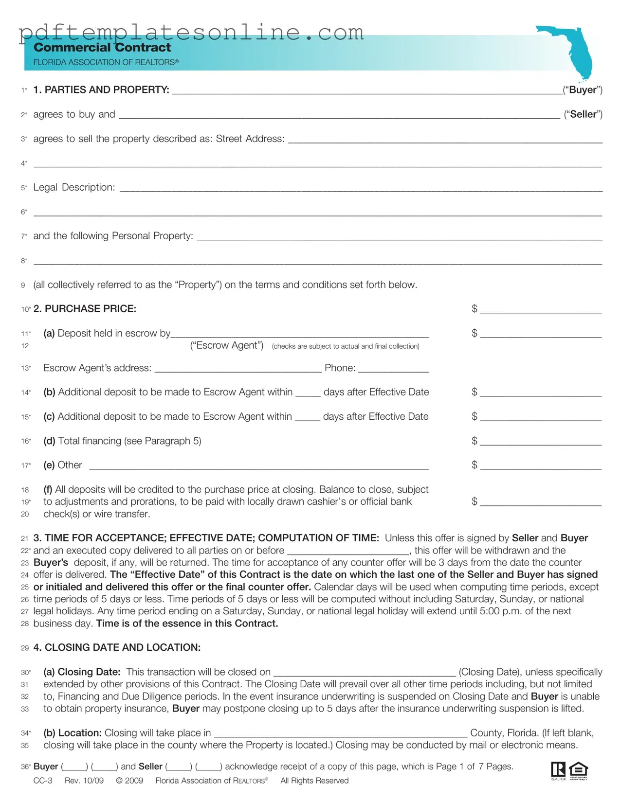 Blank Florida Commercial Contract Form