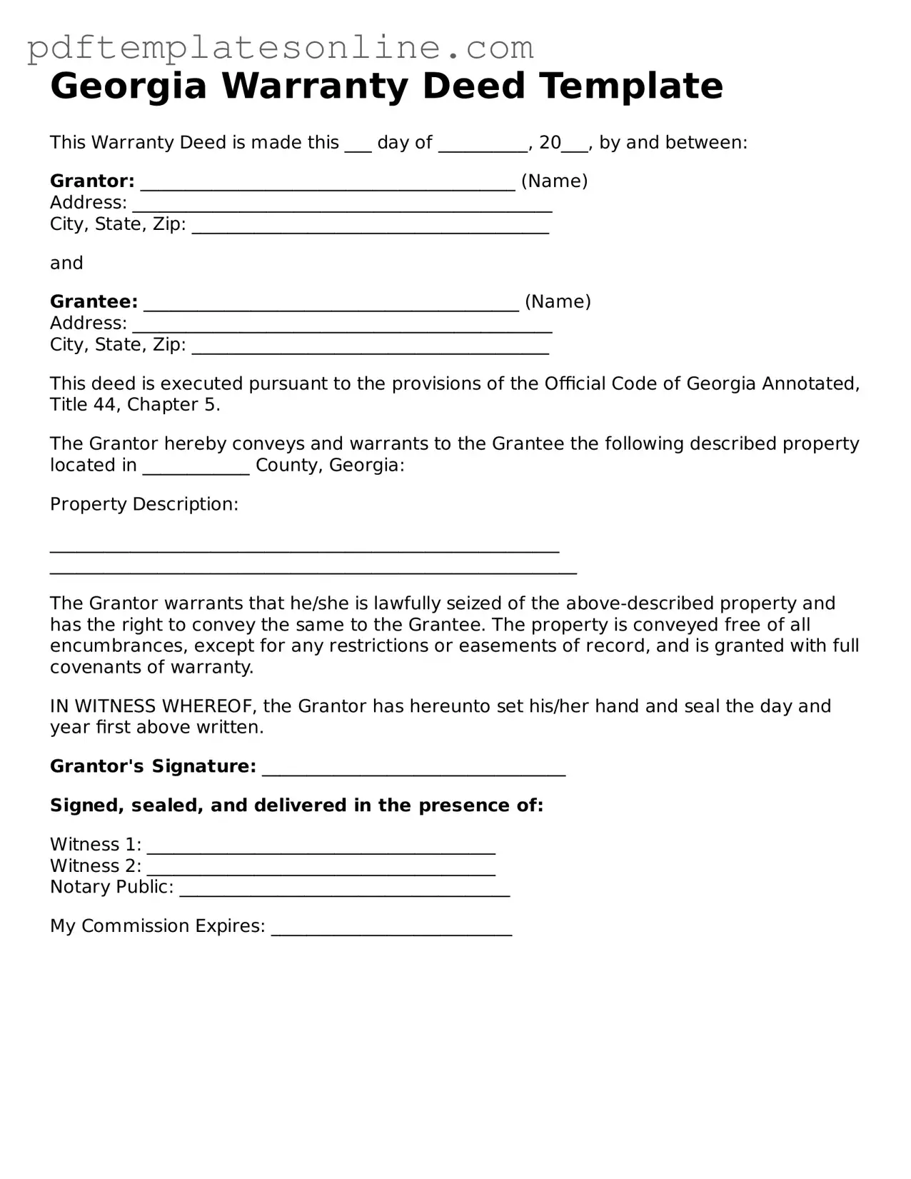 Official Georgia Deed Document