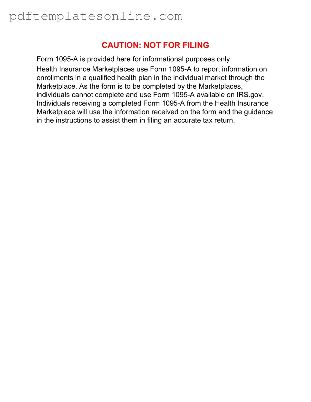 Blank IRS 1095-A Form