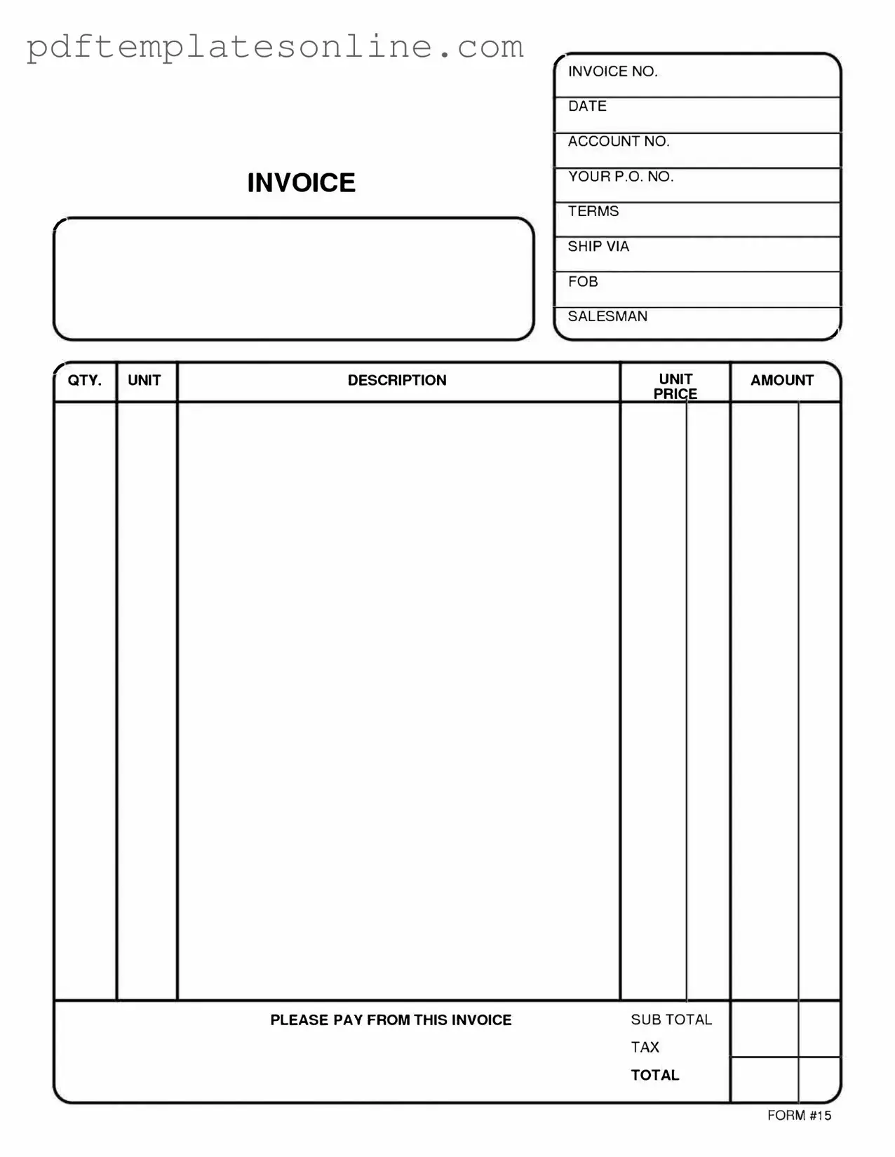 Blank Free And Invoice Pdf Form