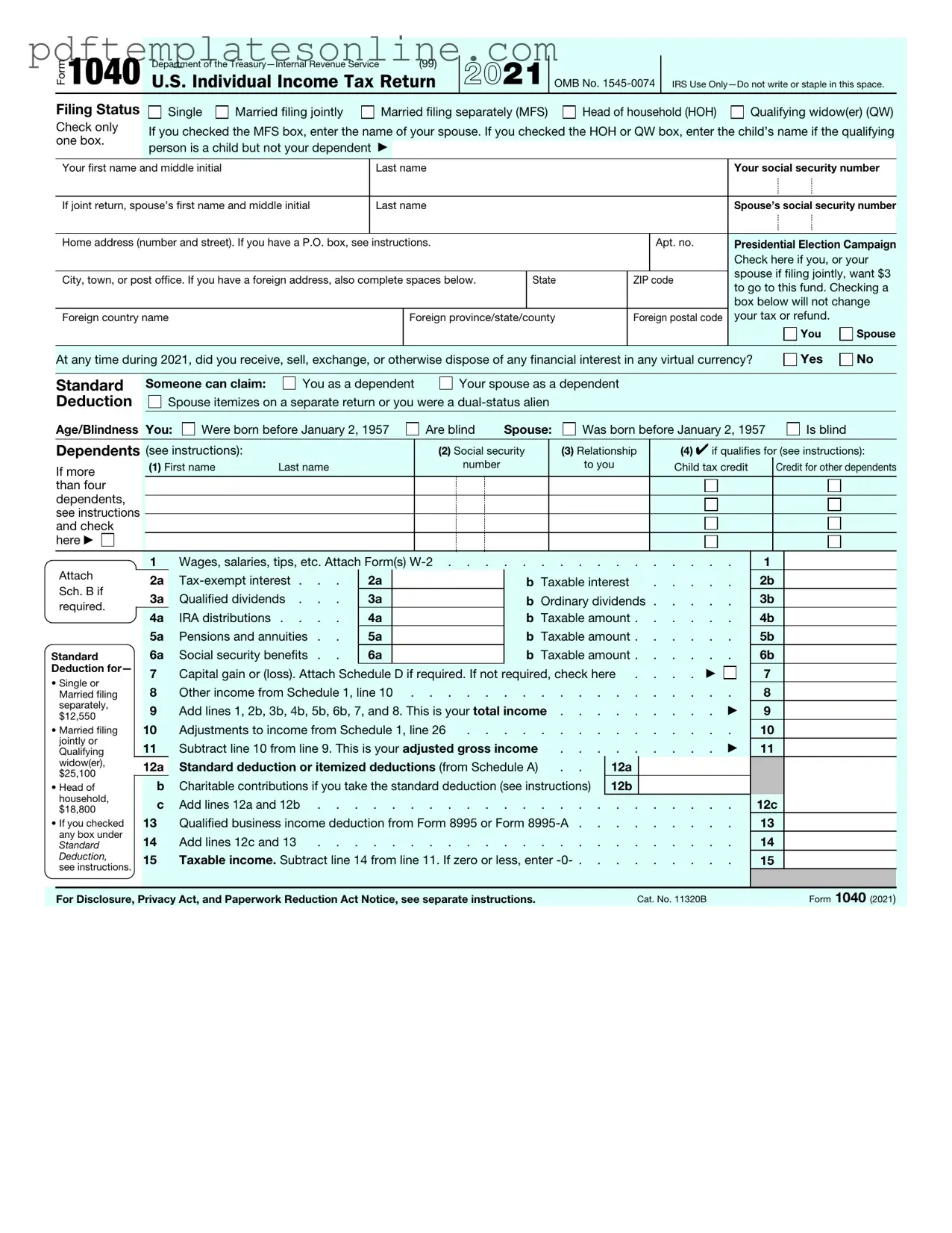 Blank IRS 1040 Form