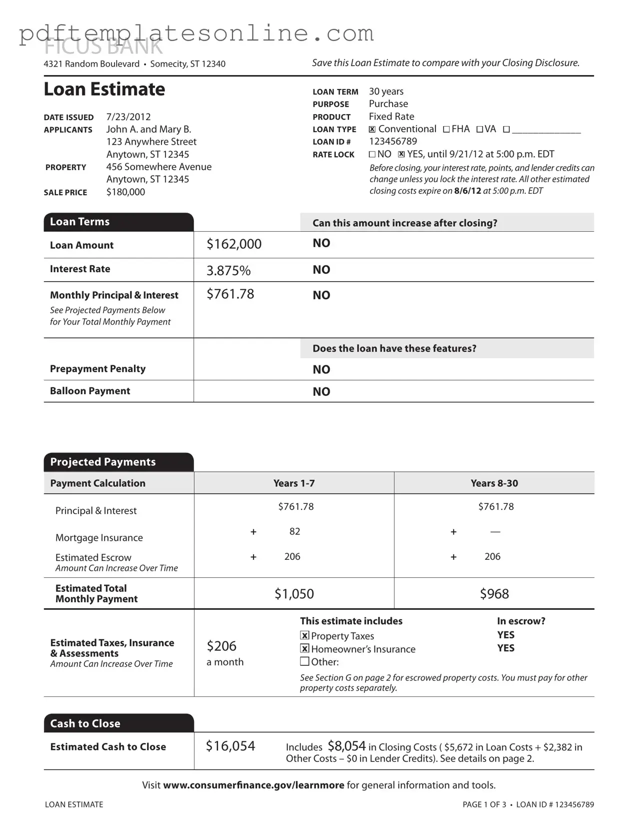 Blank Loan Estimate Form
