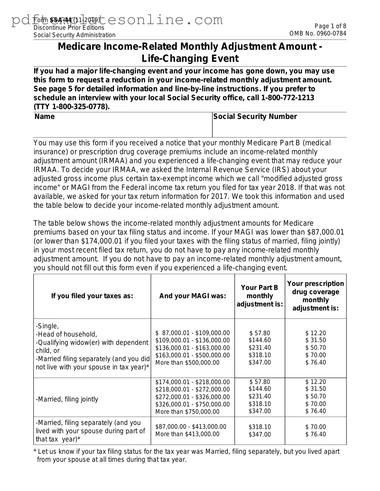 Blank SSA SSA-44 Form
