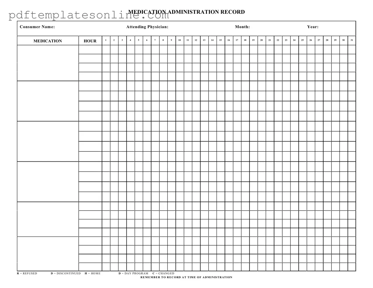 Blank Medication Administration Record Sheet Form