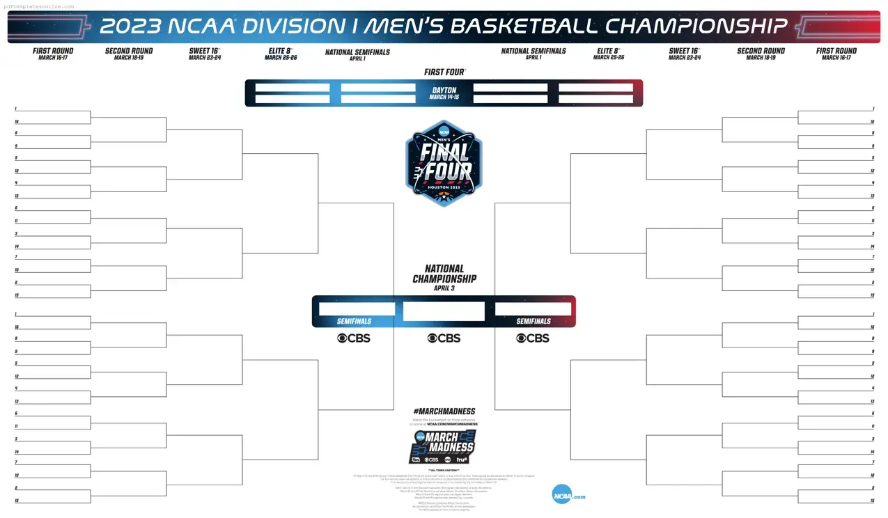 Blank NCAA bracket Form