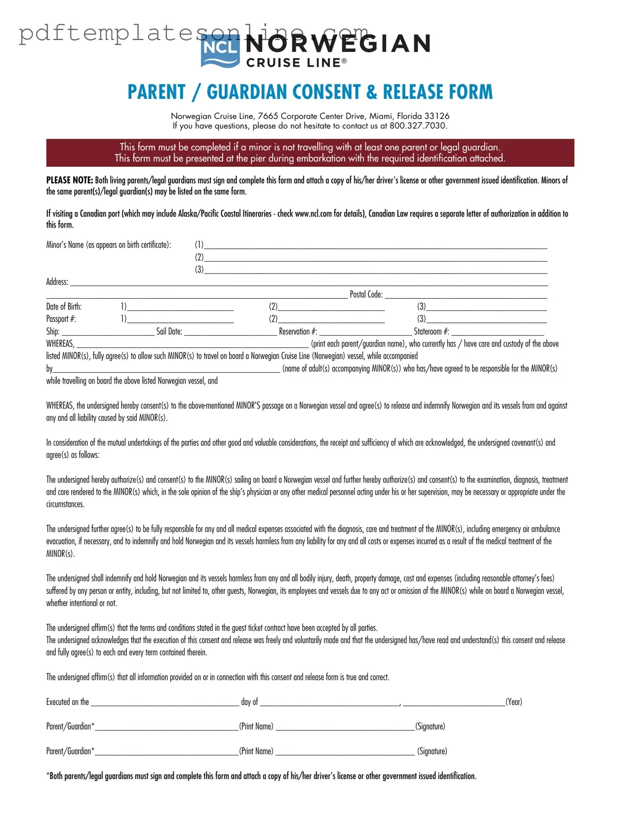 Blank NCL Parental Consent Form