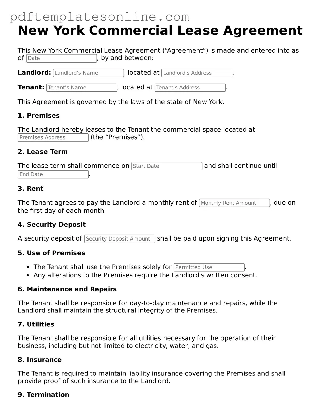 Official New York Commercial Lease Agreement Document