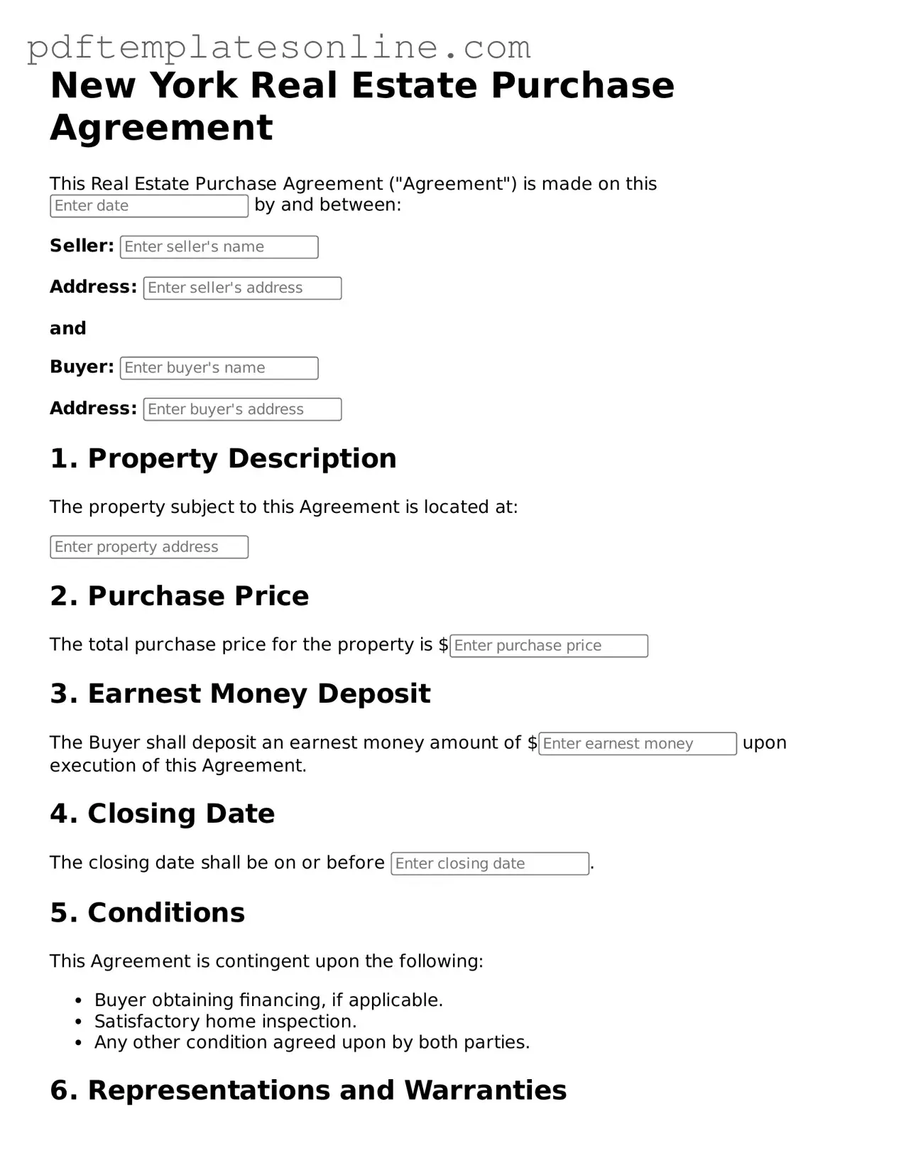 Official New York Real Estate Purchase Agreement Document