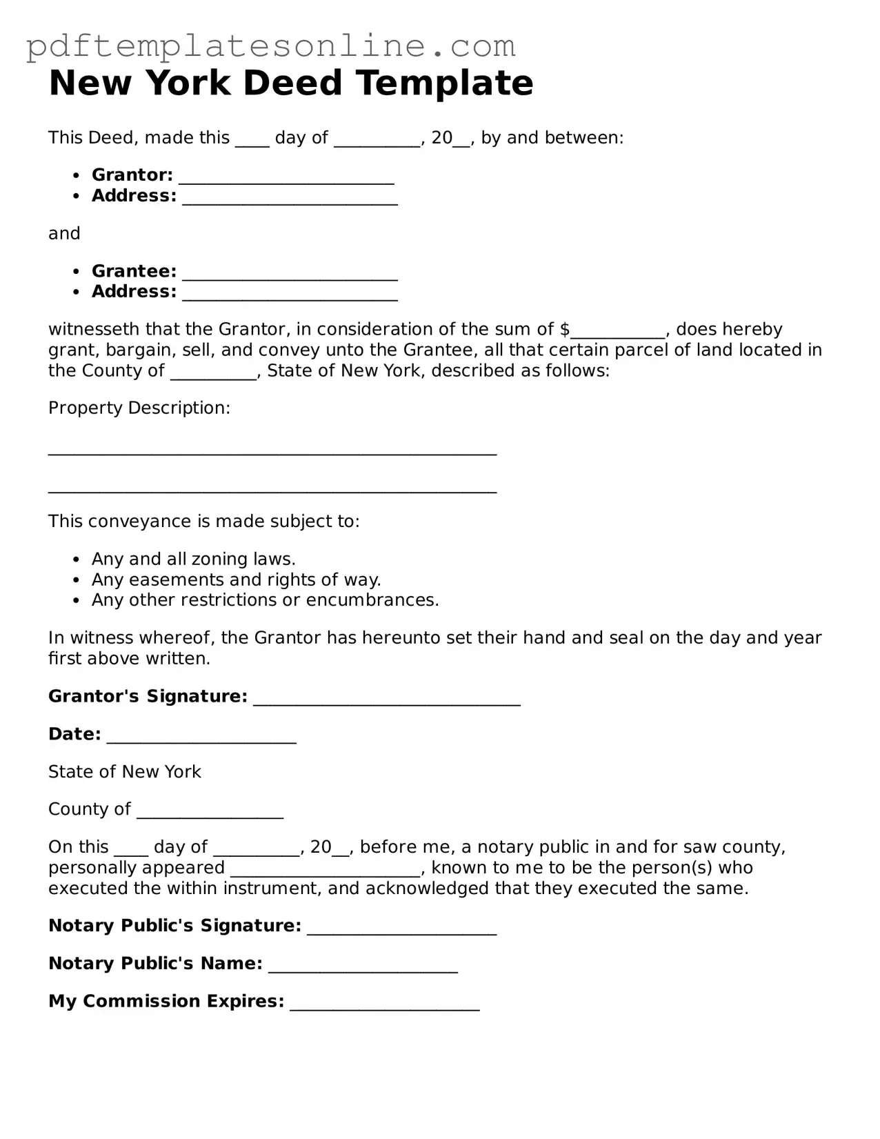 Official New York Deed Document
