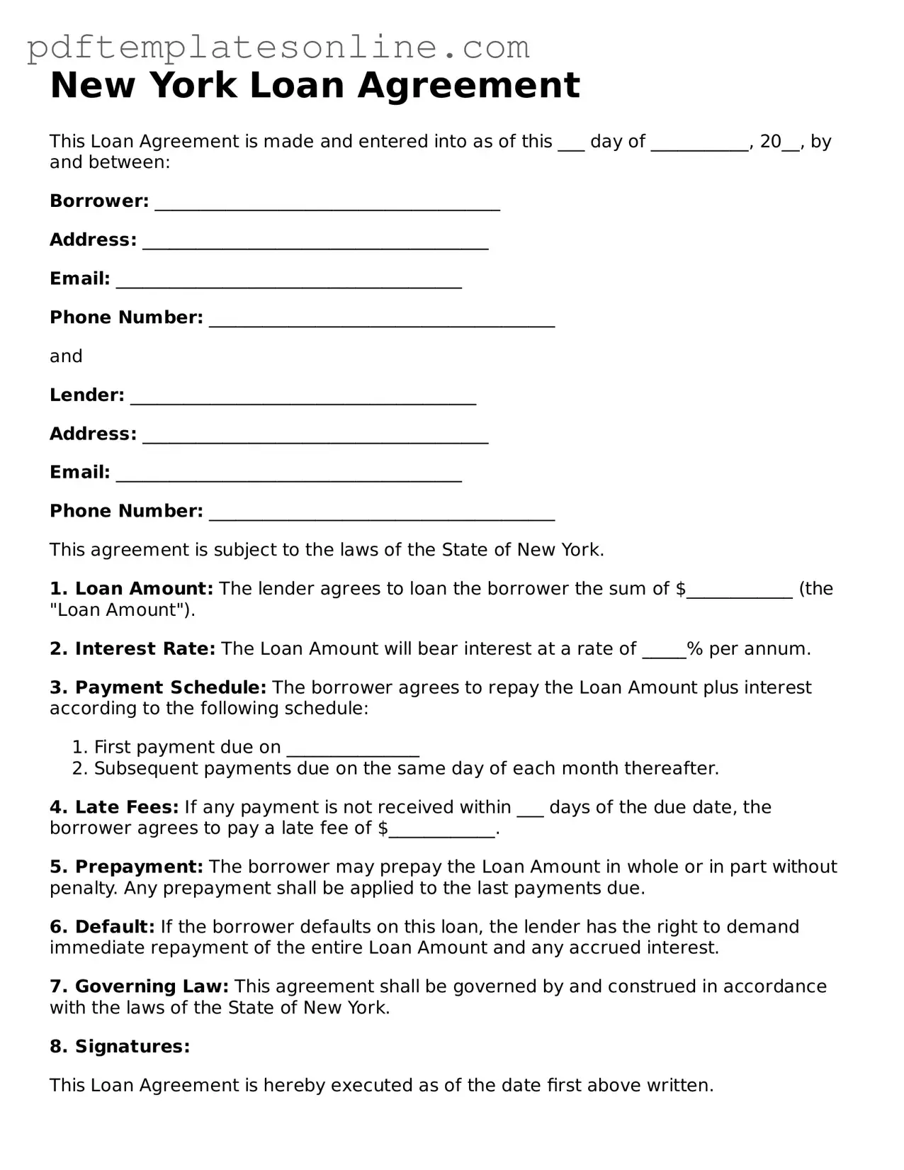 Official New York Loan Agreement Document