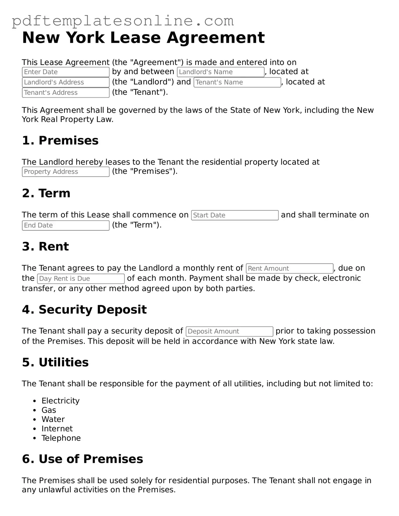 Official New York Lease Agreement Document