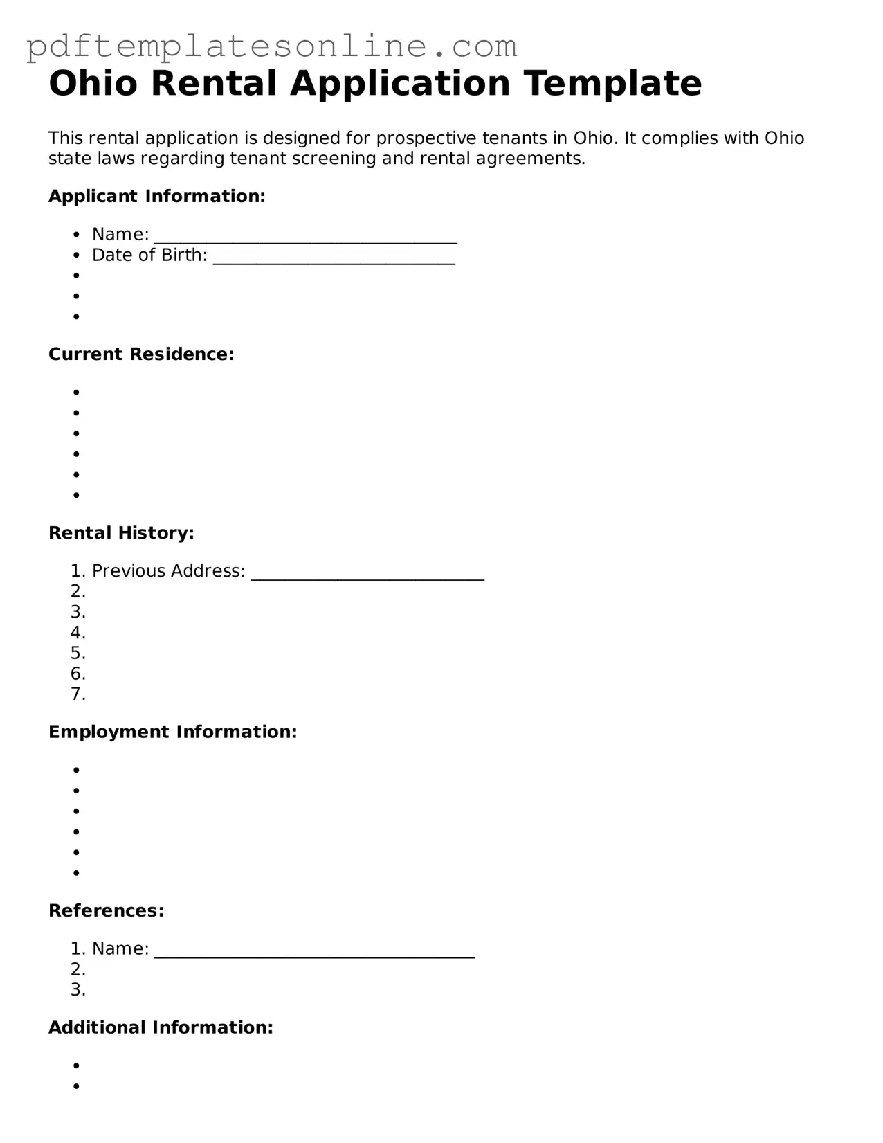 Official Ohio Rental Application Document