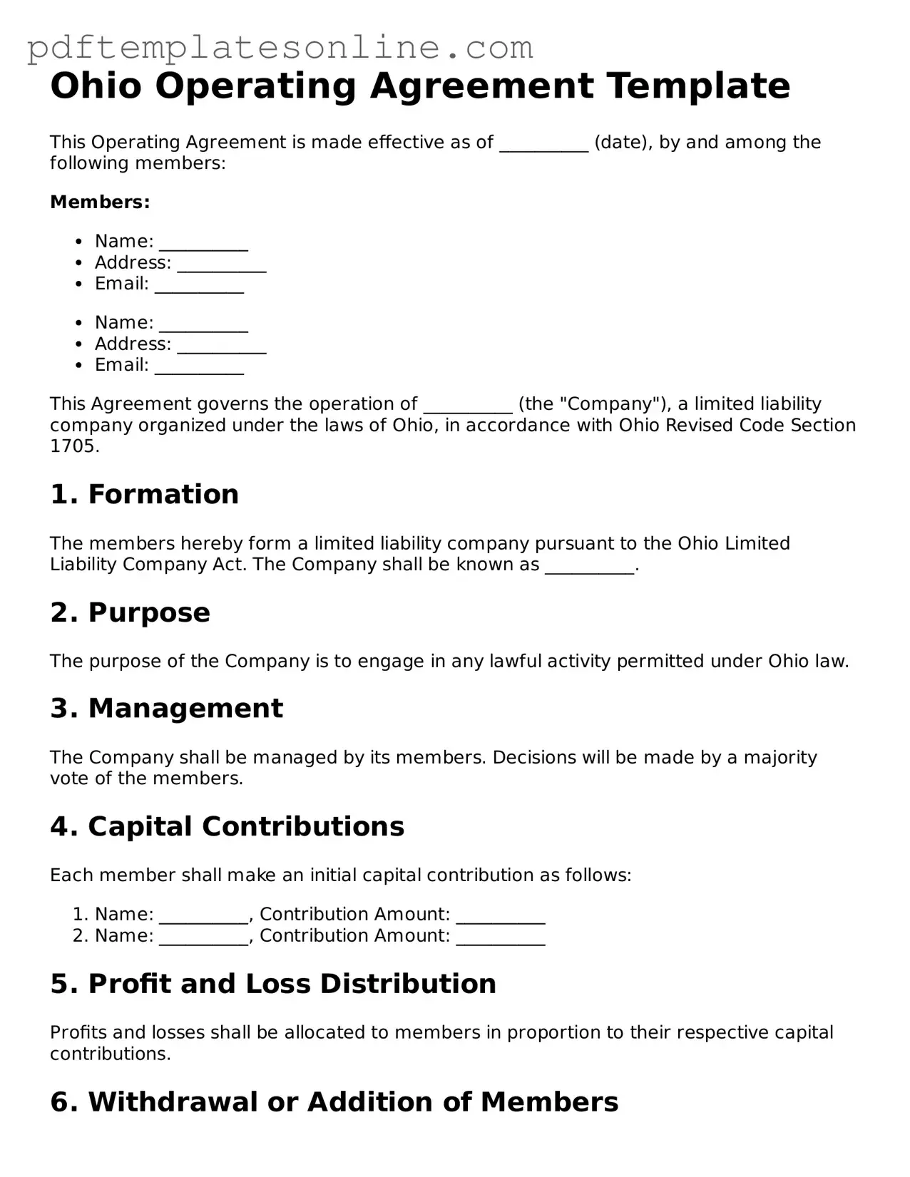 Official Ohio Operating Agreement Document