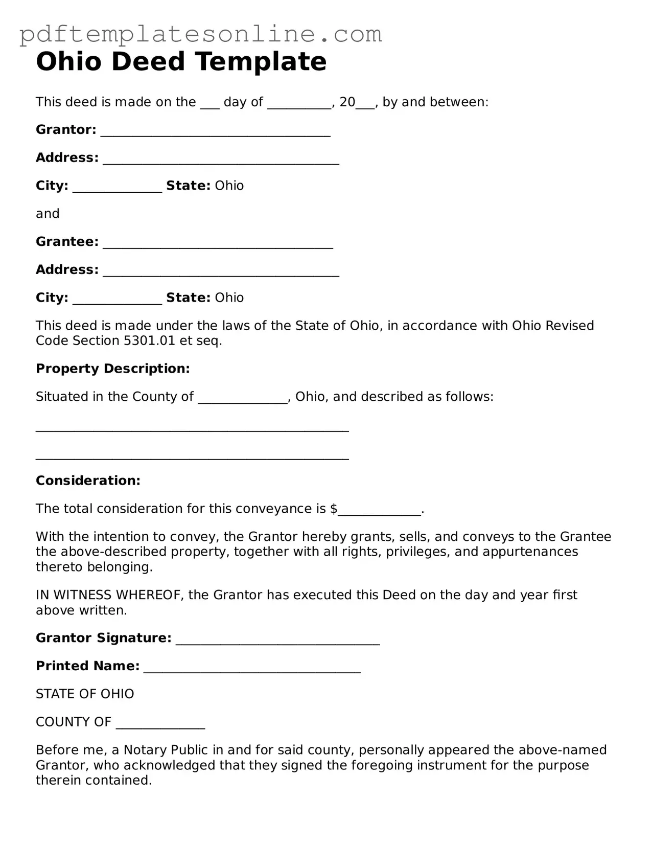 Official Ohio Deed Document