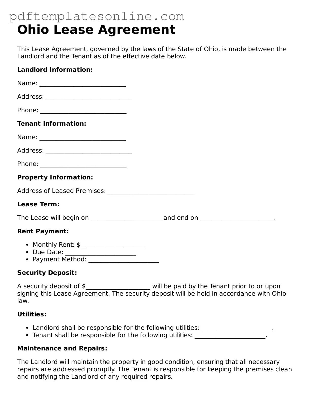 Official Ohio Lease Agreement Document