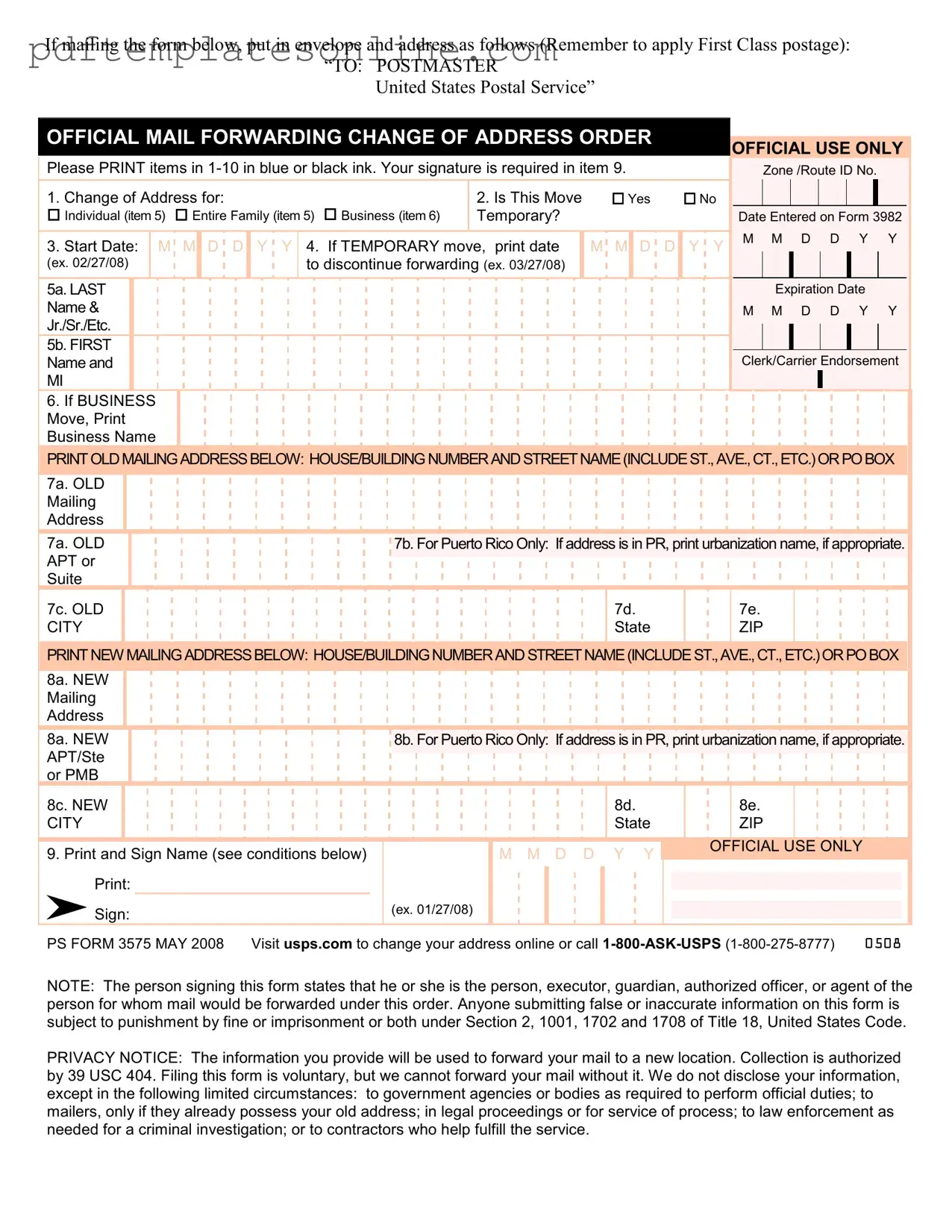 Blank PS 3575 Form
