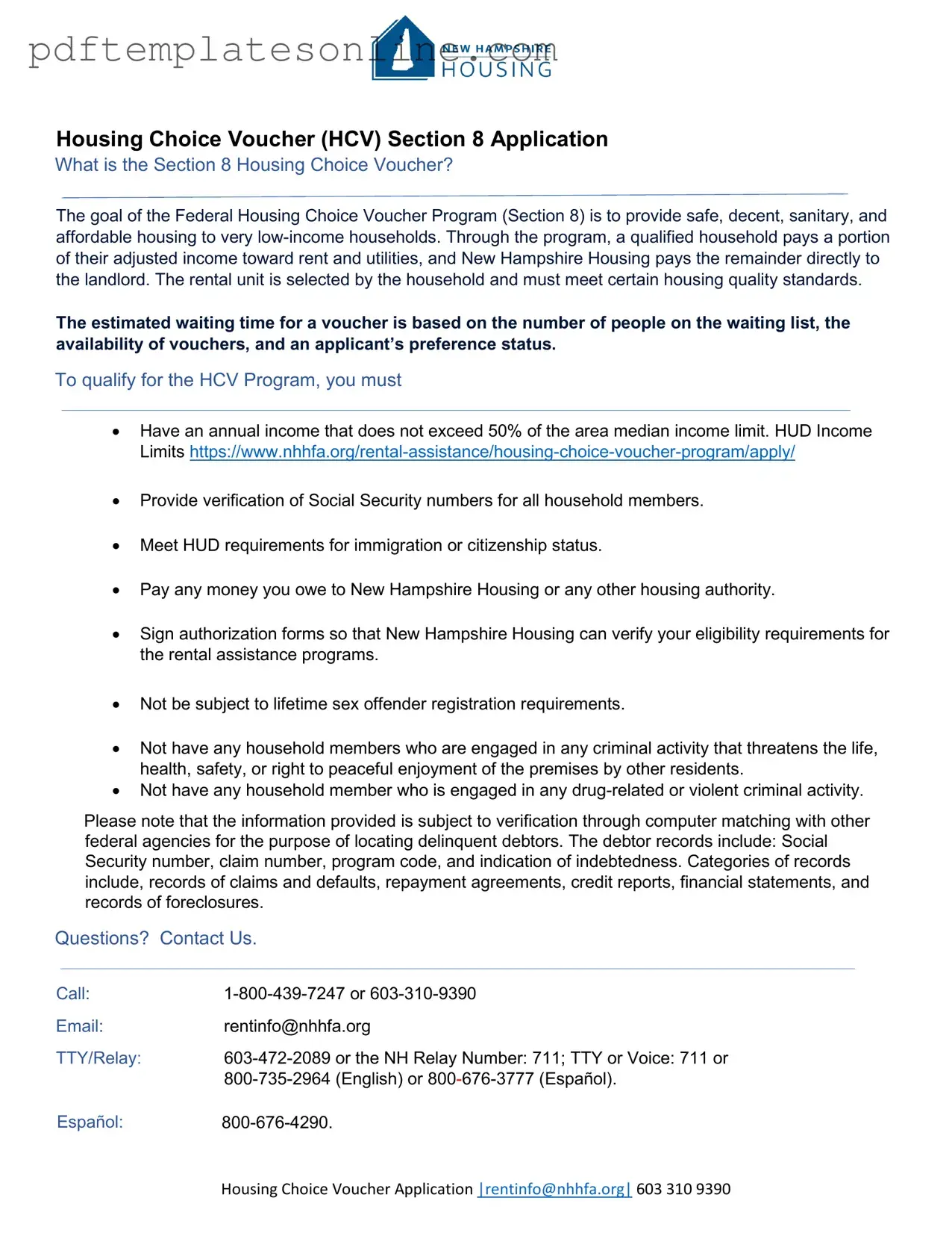 Blank Section 8 Application Form