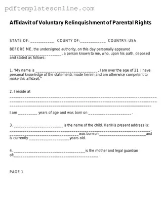 Blank Affidavit Parental Rights Form