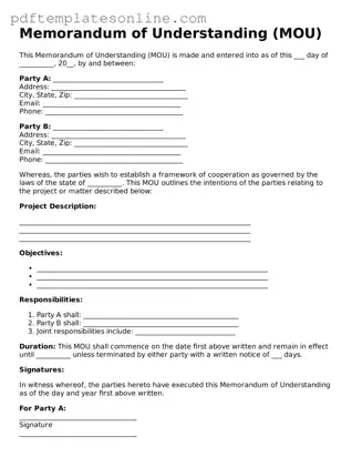 Fillable Memorandum of Understanding Document