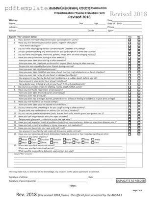 Blank Alabama High School Physical Form