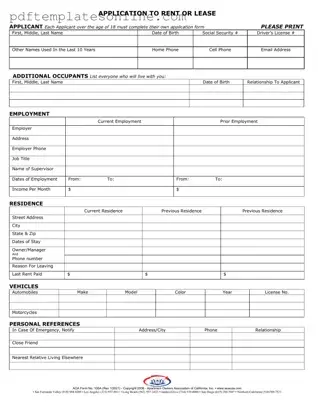 Blank Aoa 100A Form