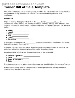 Fillable Trailer Bill of Sale Document