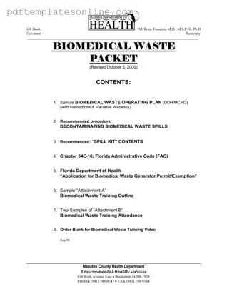 Blank Biomedical Waste Operating Plan Form