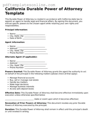 Official California Durable Power of Attorney Document