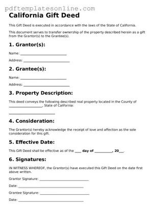 Official California Gift Deed Document