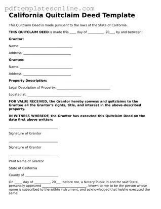Official California Quitclaim Deed Document