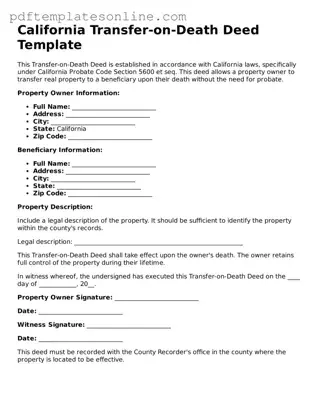 Official California Transfer-on-Death Deed Document