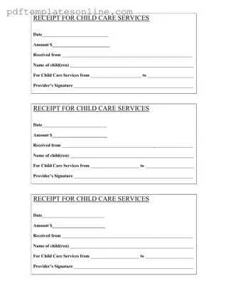 Blank Childcare Receipt Form