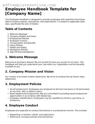 Fillable Employee Handbook Document