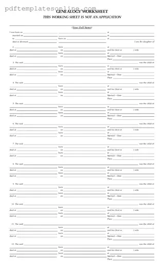 Blank Dar Genealogy Worksheet Form