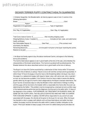 Blank Health Guarantee Form